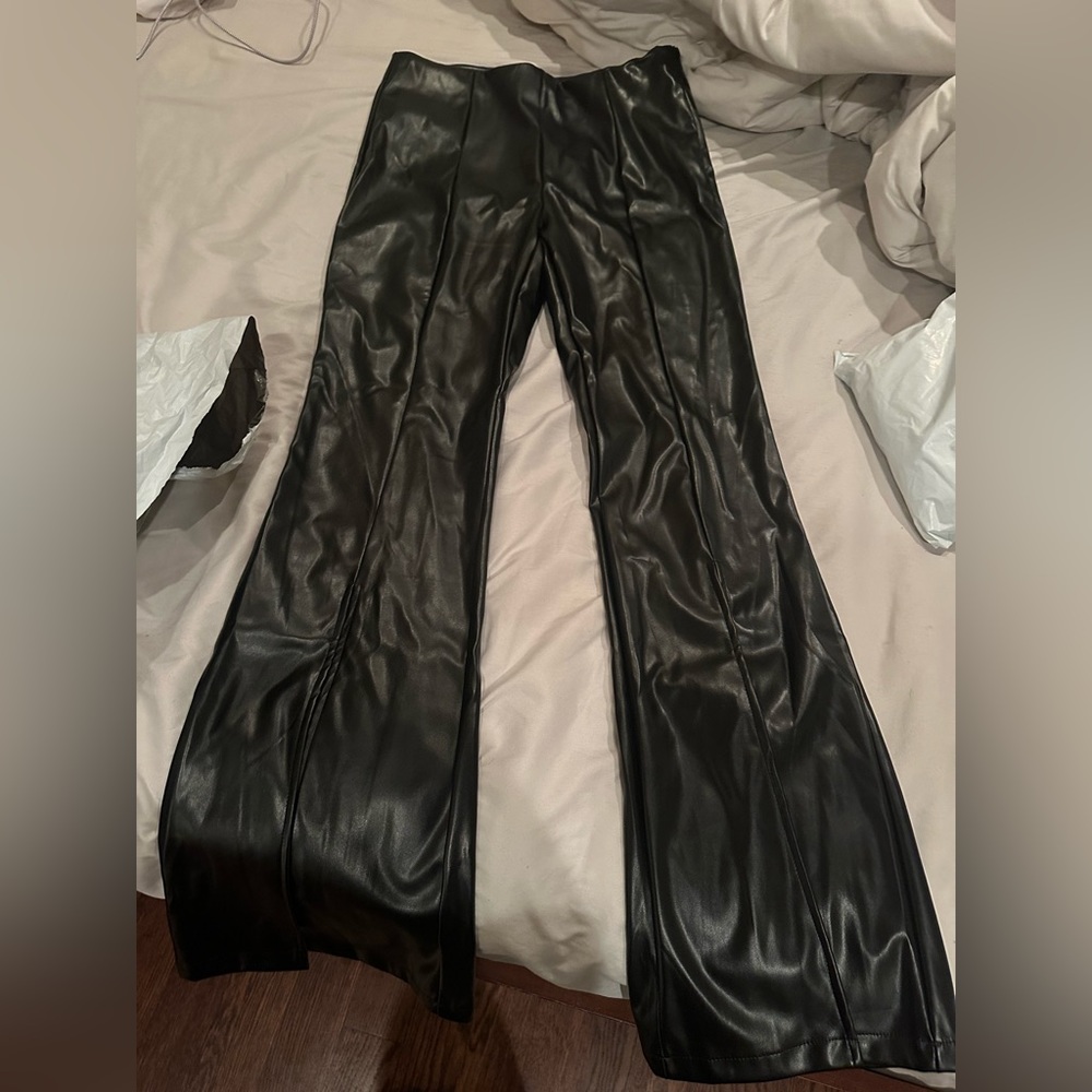 Leather flare pants NWT